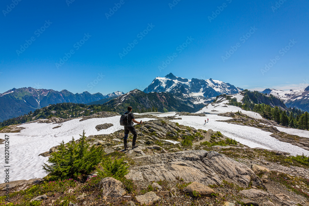 Beautiful view from Table mountain trail north cascades region, Washington State