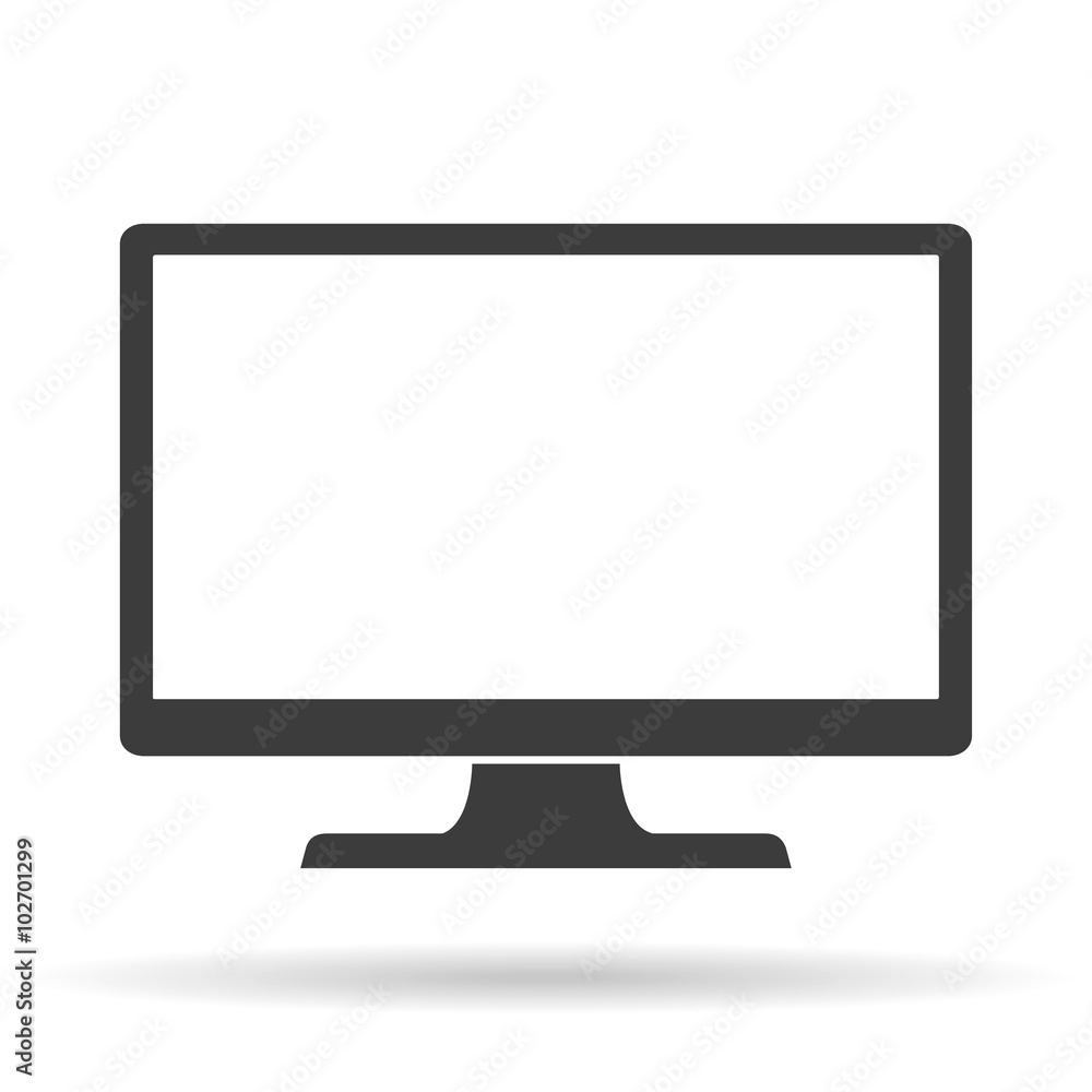 vector monitor icon with shadow, flat style vector monitor icon with shadow, flat style
