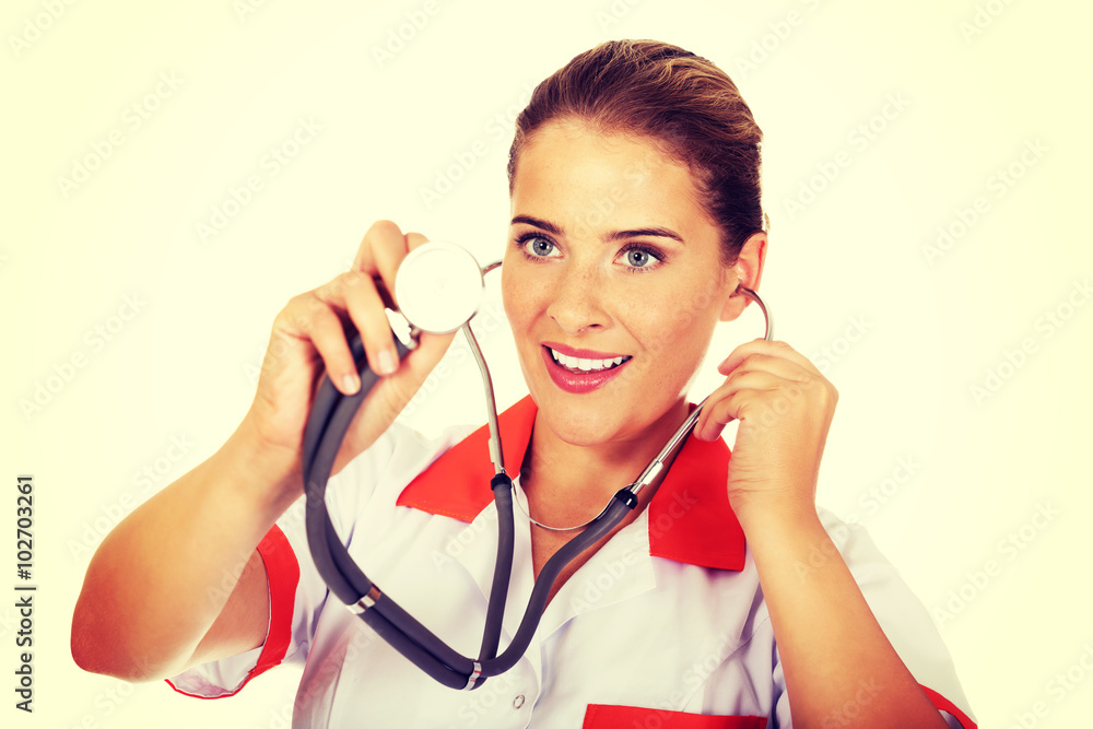 Young female doctor whith steshocope Young female doctor whith steshocope