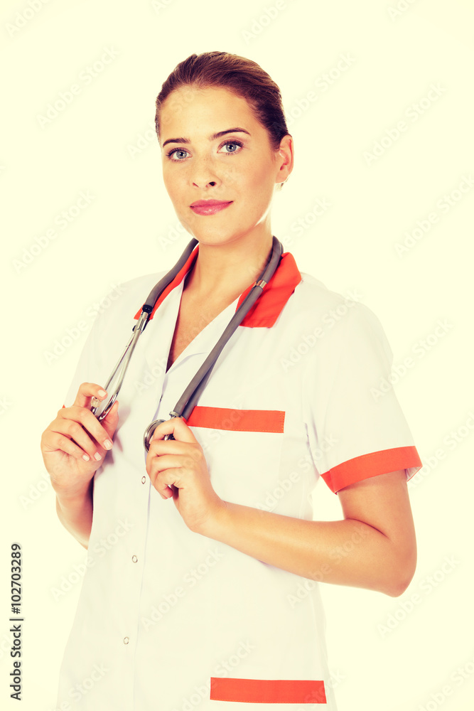 Young smile female doctor or nurse Young smile female doctor or nurse