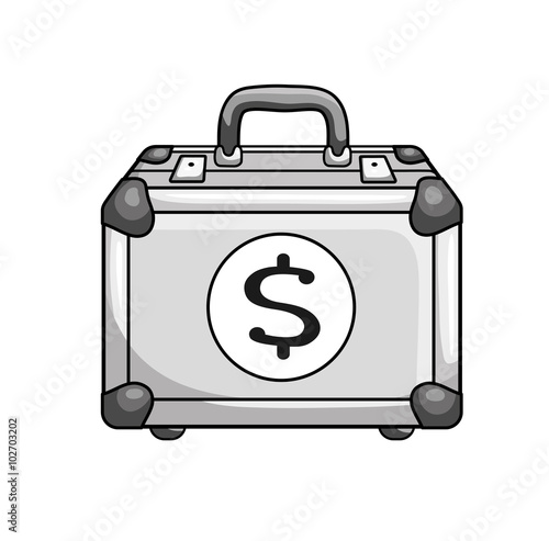 Aluminum briefcase with a dollar sign.