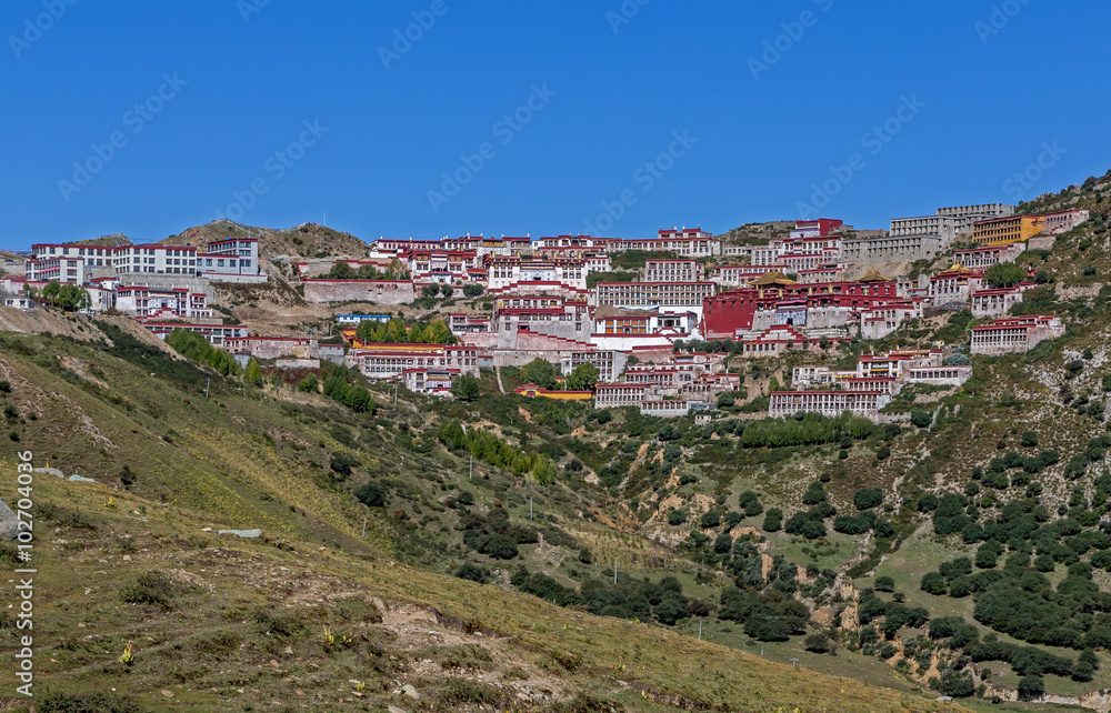 The Ganden Monastery is one of three university monasteries of Tibet. The Ganden Monastery is one of three university monasteries of Tibet.