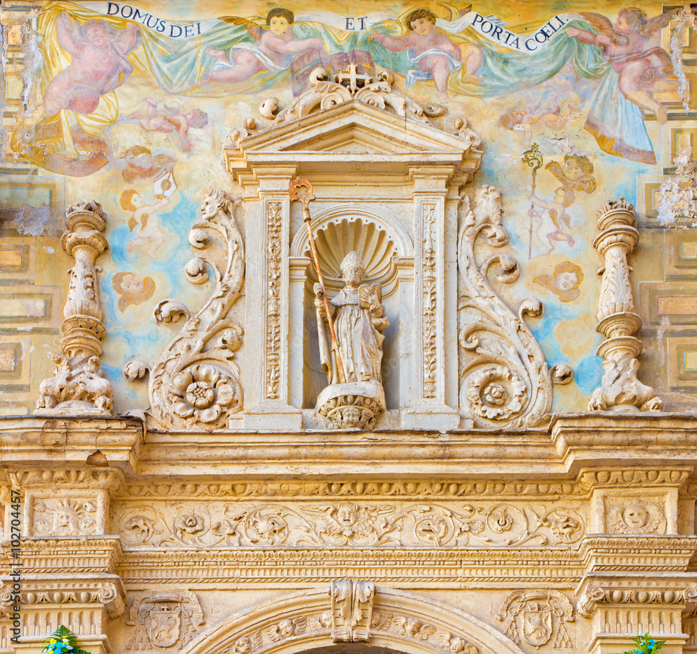 Granada - The detail of renaissance portal of st. Cecilio church