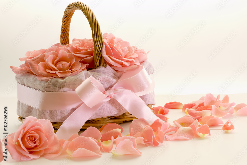 Basket with roses Basket with roses