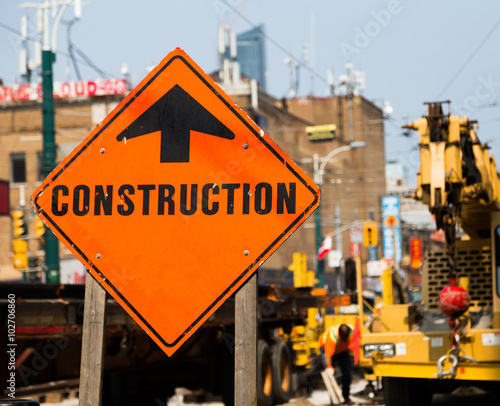 A construction sign at a construction site.