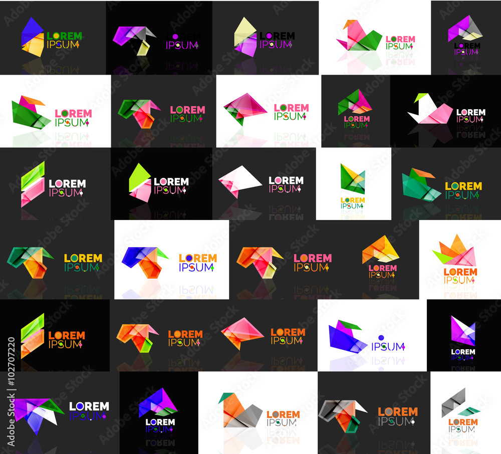 Fototapeta premium Triangle geometric shapes, set of abstract logos