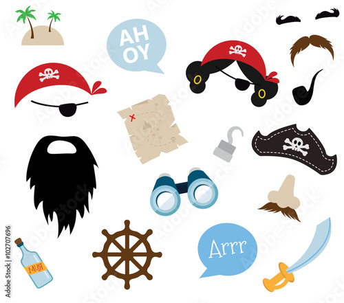 A colorful vector Theme of Pirate. equipments, props and icons