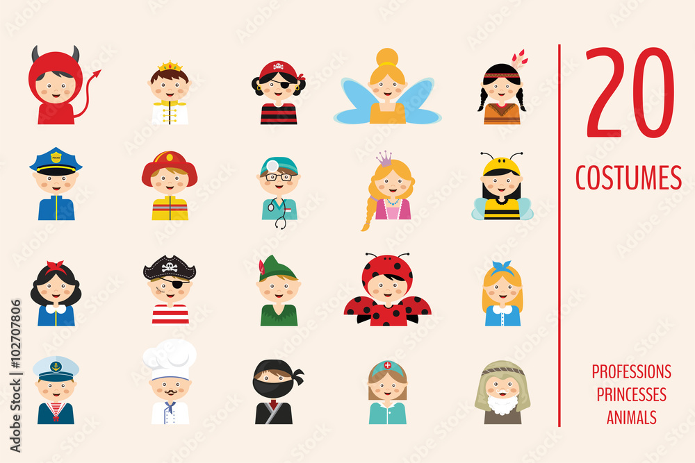 Fototapeta premium kids wearing different costumes . 