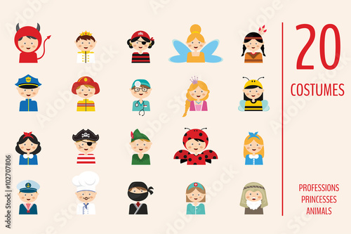kids wearing different costumes . 