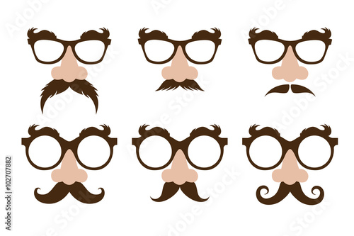 closeup of a fake nose and glasses, with mustache and furry eyebrows