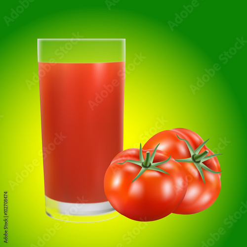 Tasty tomato juice and tomato's.