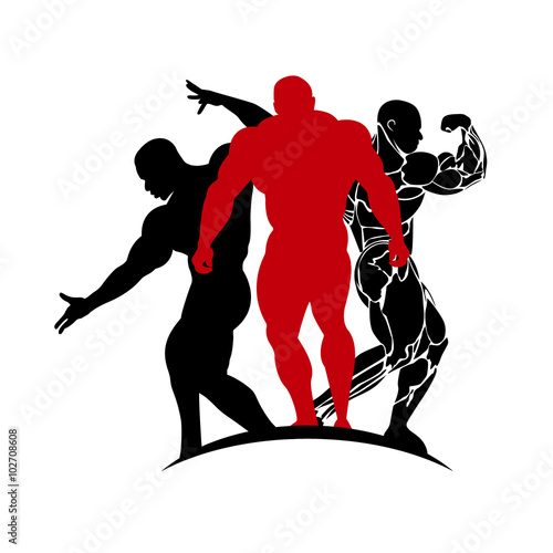 bodybuilding emblem, vector illustration