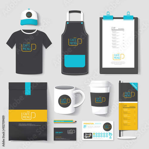 Set of restaurant and coffee shop uniform corporate identity des