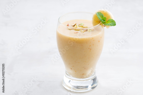 banana smoothie in a glass