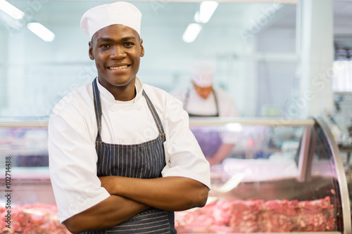 young african american butcher photo