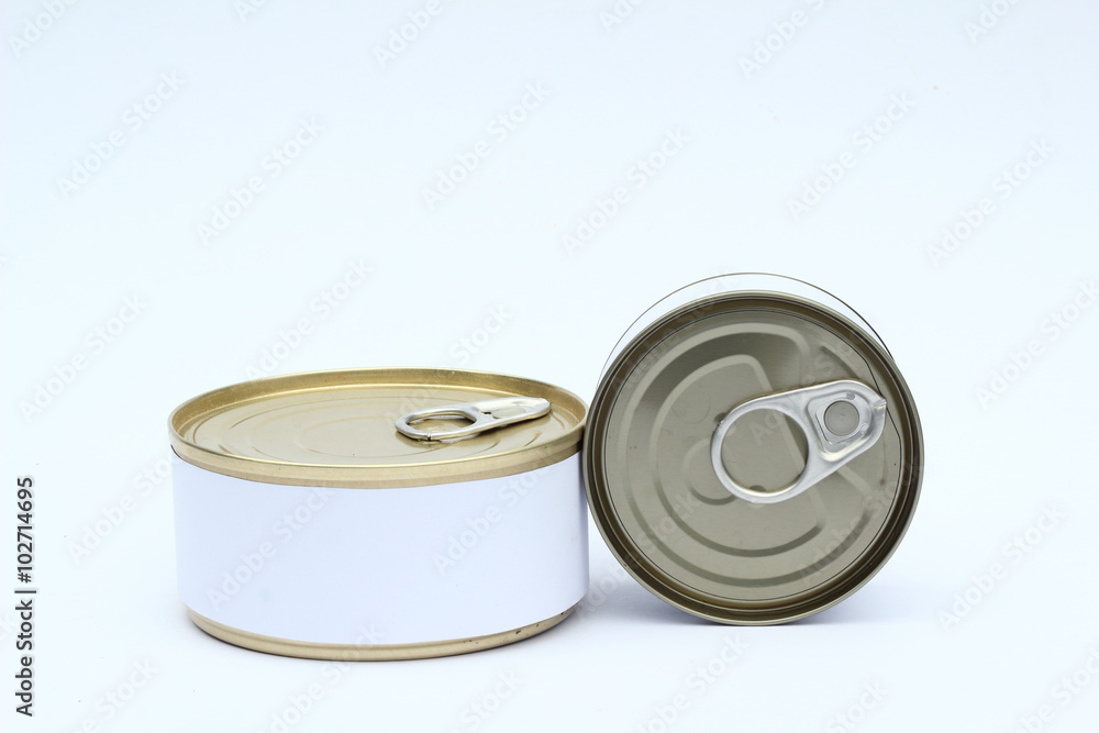 Metal tin set isolated on white background Metal tin set isolated on white background