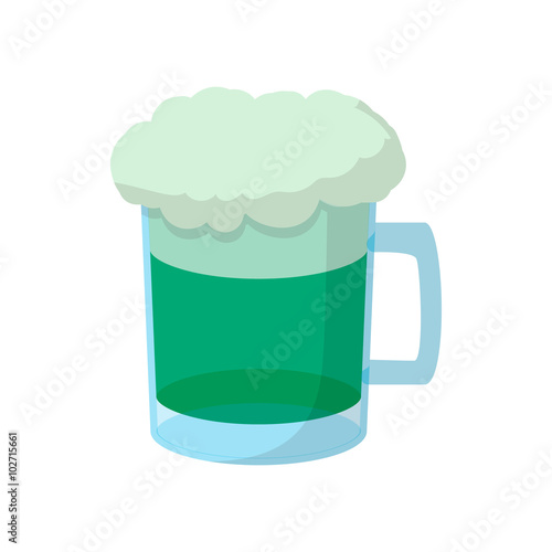 Beer mug of green beer with a foamy head icon