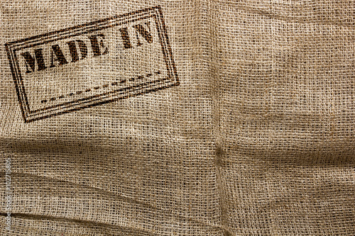 Schilderij op canvas A reprint of the stamp on sackcloth Made in