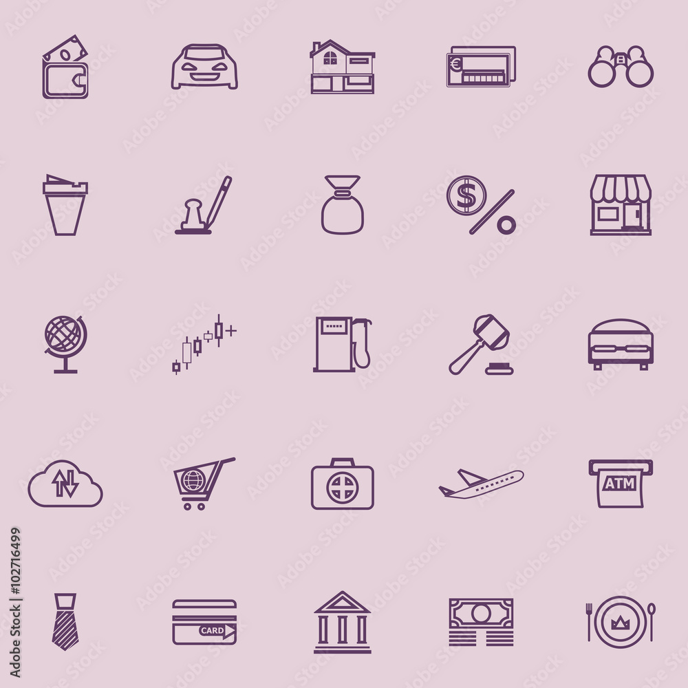 E wallet line icons purple color