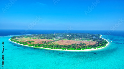 Beautiful tropical island from above. Maldives, whole island Tho