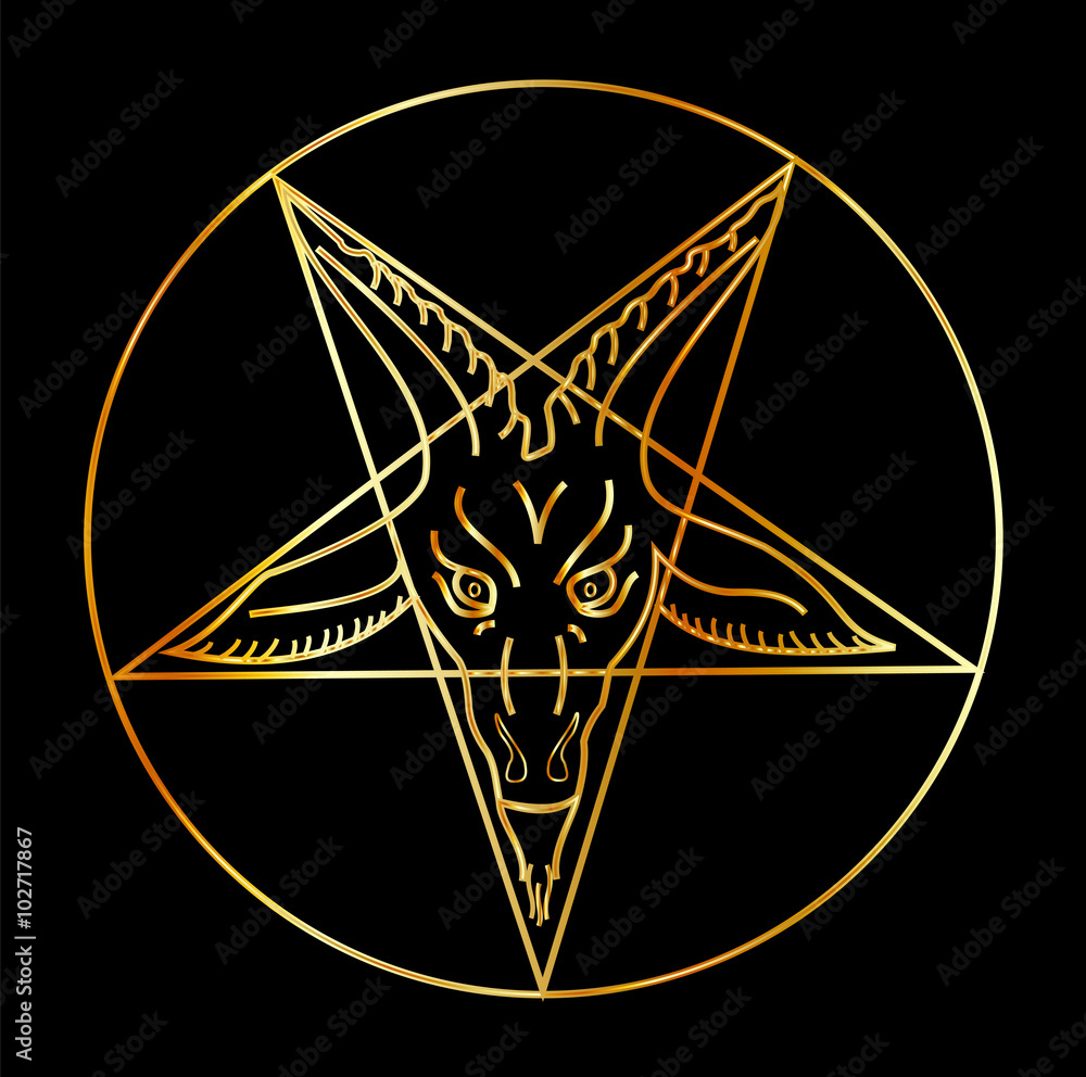 Golden sigil of Baphomet- Satanism symbol vector de Stock  Adobe Stock