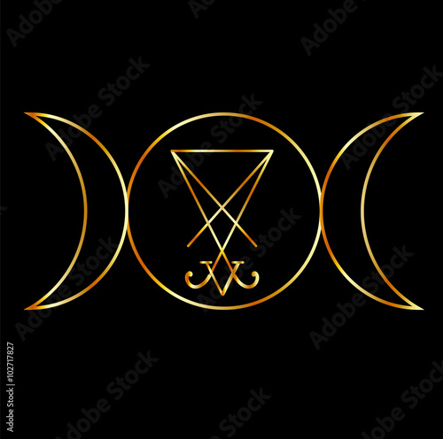 Wiccan symbol, Triple Goddess with sigil of Lucifer