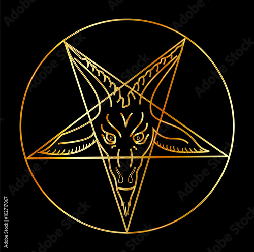Golden sigil of Baphomet- Satanism symbol