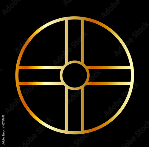 Golden southern cult solar cross symbol