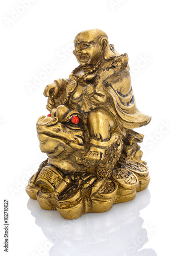 Figurine Cheerful Hotei on a white 