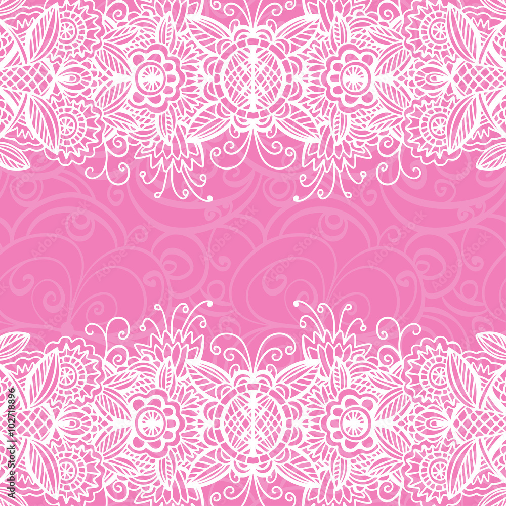 Fototapeta Pink floral background with pattern, space for text