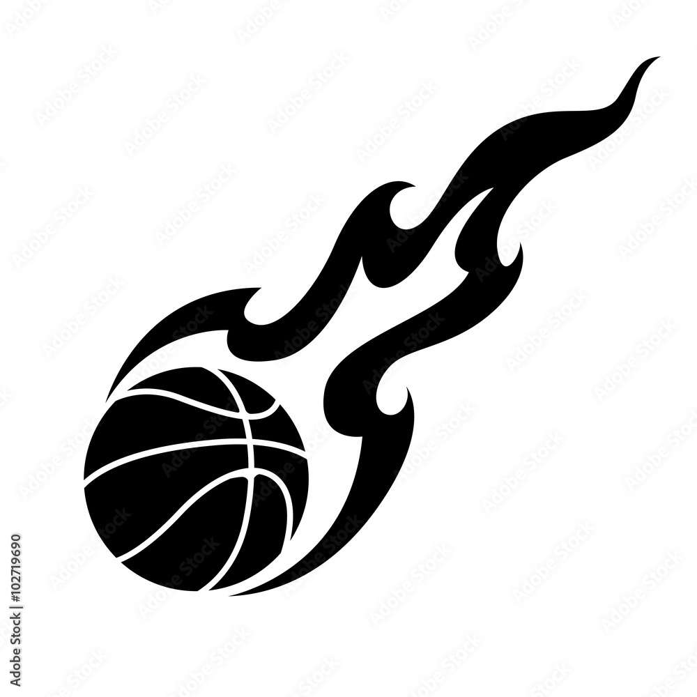 Fototapeta premium graphic basketball and fire, vector