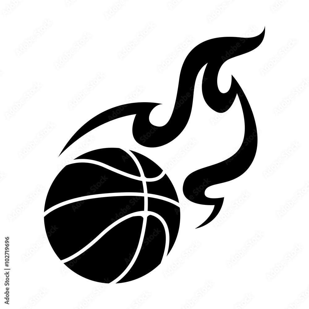 Fototapeta premium graphic basketball and fire, vector