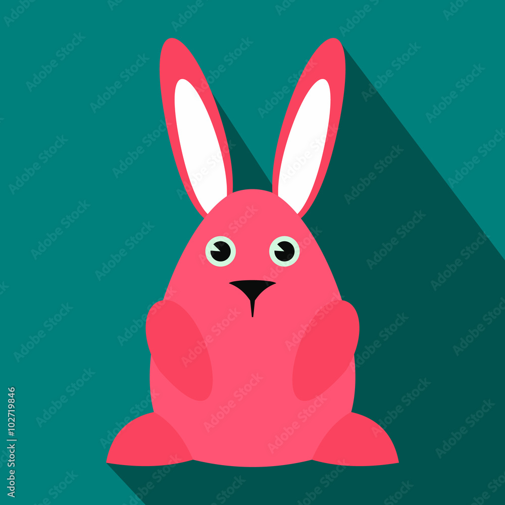 Obraz premium Pink easter bunny flat icon 