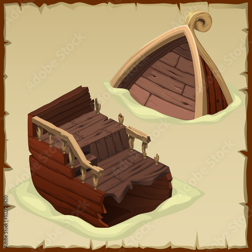 Ship is broken into two parts in the sand