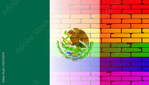 Gay Rainbow Wall Mexico Flag