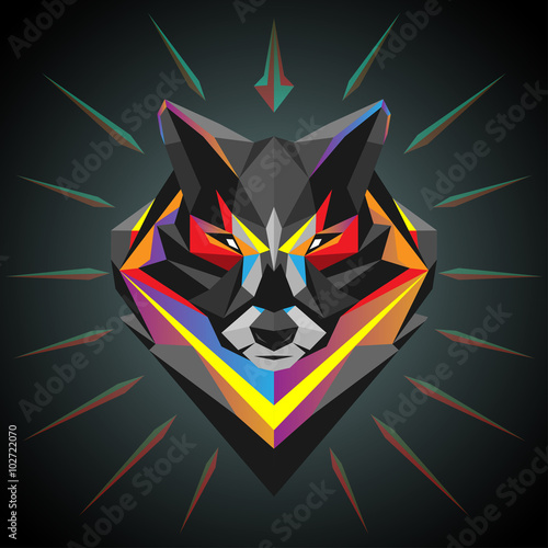 Geometric wolf head