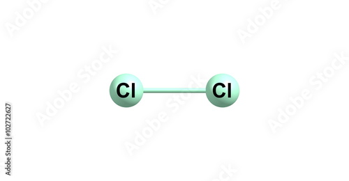 Chlorine molecular structure isolated on white