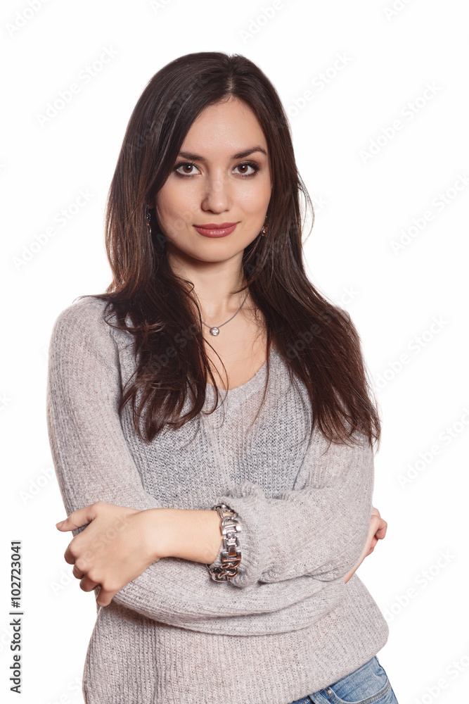 Attractive young woman isolated on a white background Attractive young woman isolated on a white background