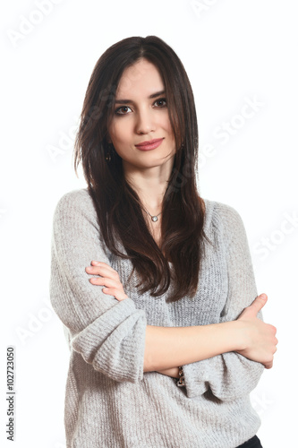 Attractive young woman isolated on a white background