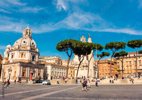 Tourists on Piazza Venezia in Rome, Italy