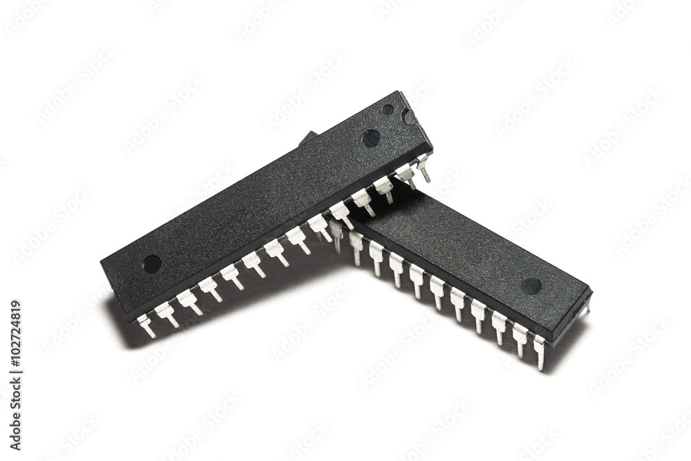 microcontroller on white background microcontroller on white background