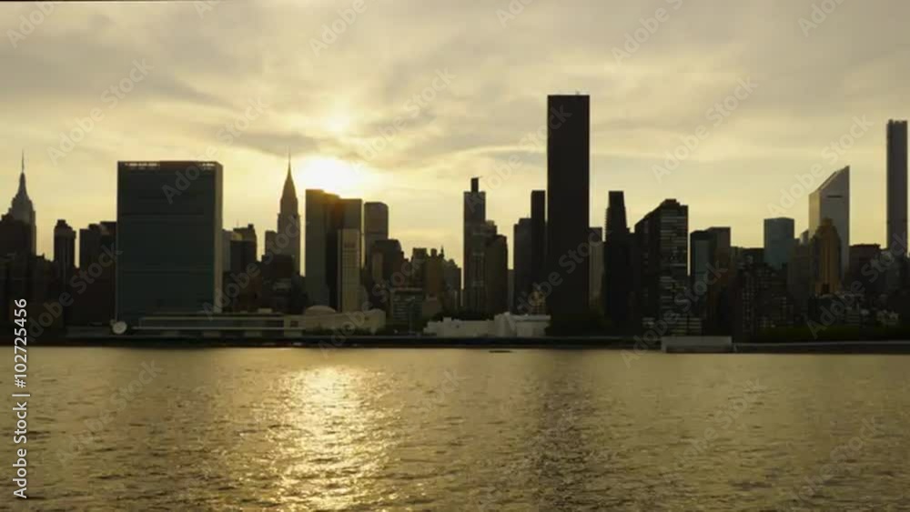 anoramic view of Manhattan, New York at sunset. Timelapse. anoramic view of Manhattan, New York at sunset. Timelapse.