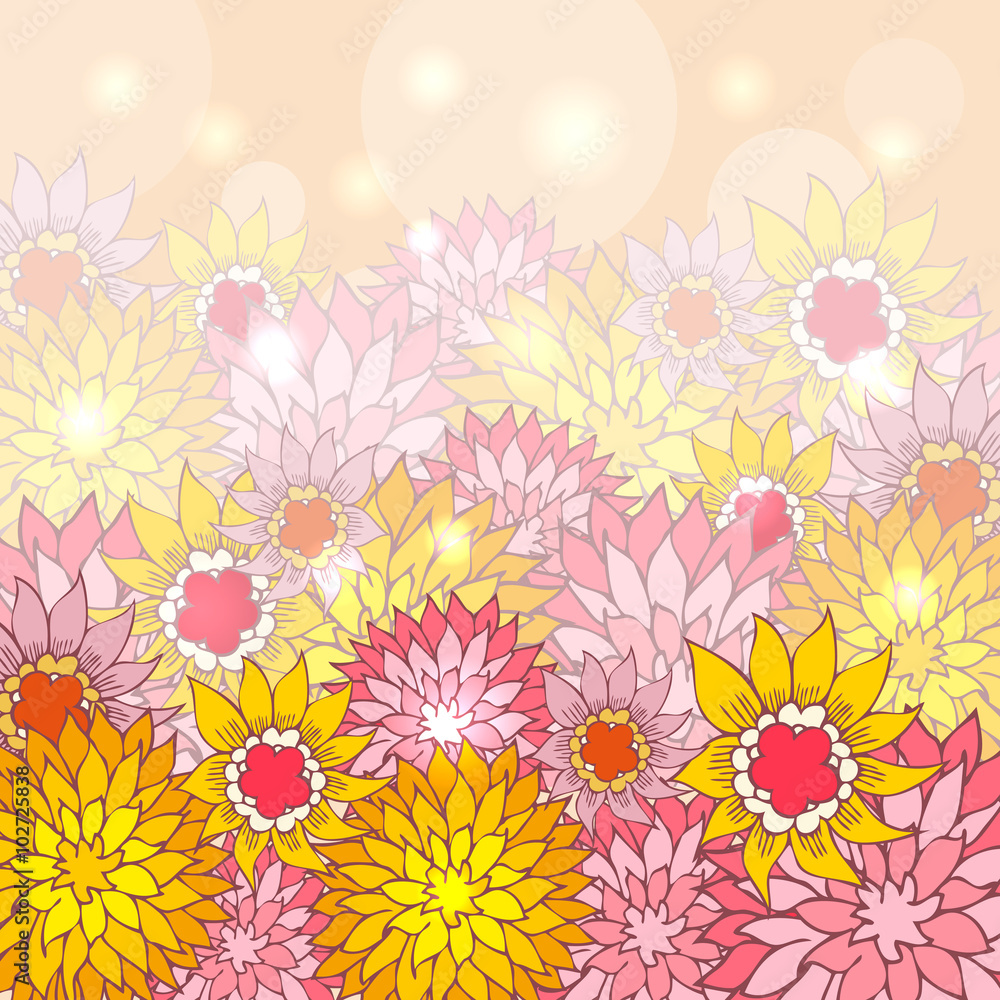 Floral background with hand-drawn flowers.