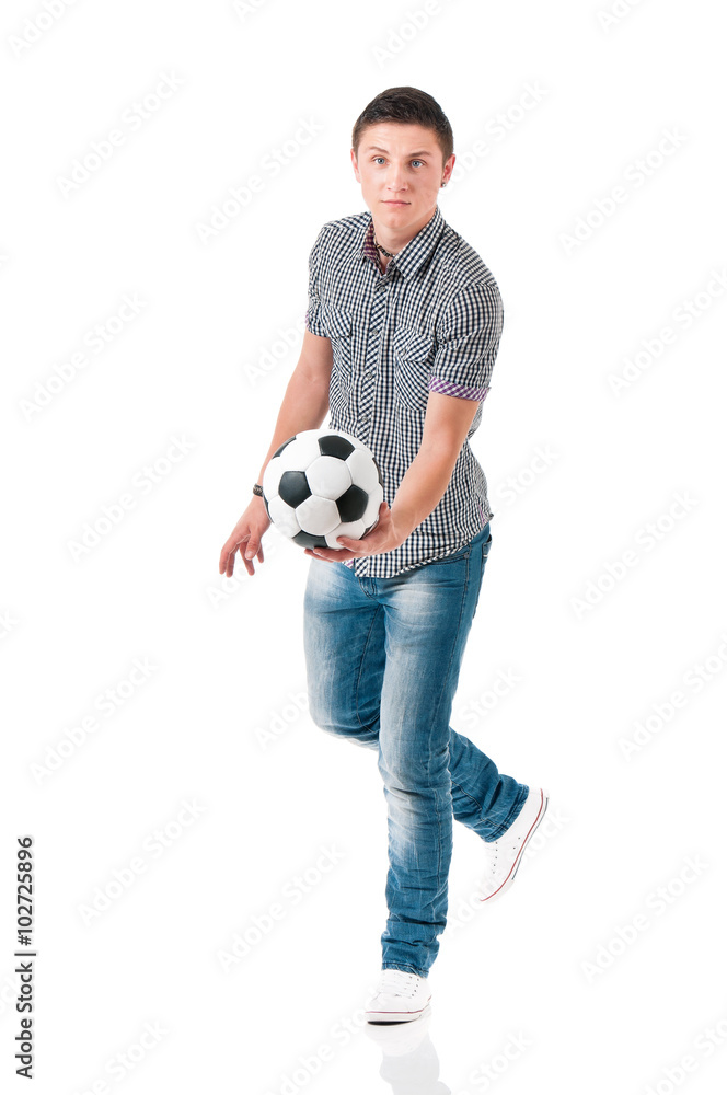 Young man with soccer ball