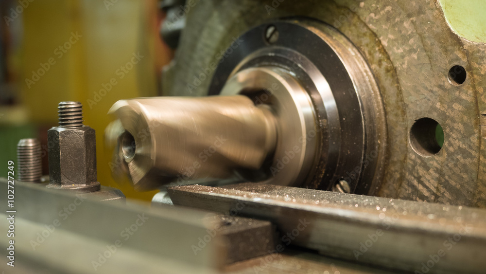 Old geen milling machine, closeup, metalworking Old geen milling machine, closeup, metalworking