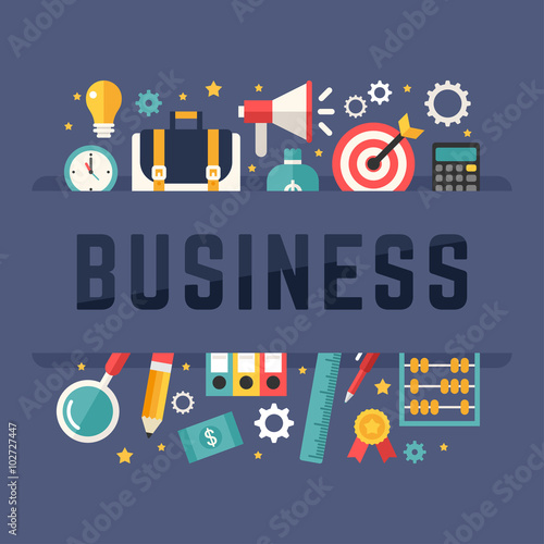 Business Concept Illustration with Flat Style Icons