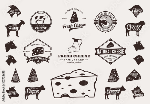 Set of Vector Cheese Logo, Icons and Design Elements