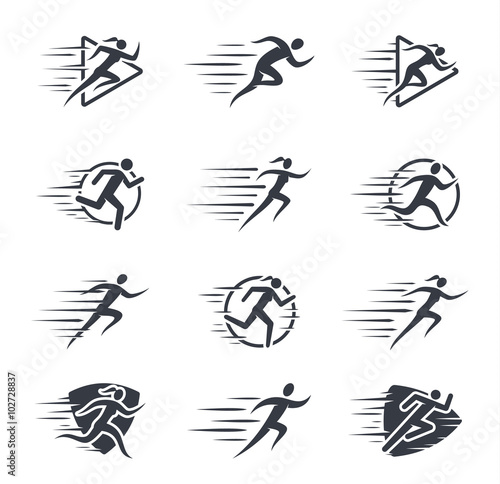 Running Man and Woman Icons with Motion Trails