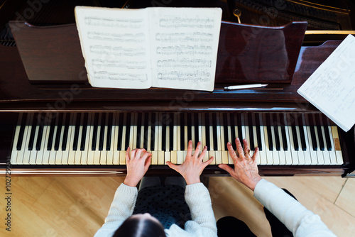 Obraz na plátně piano lessons at a music school, teacher and student