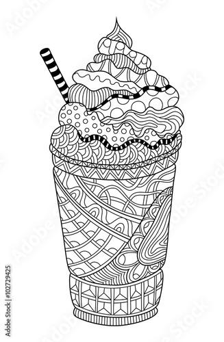 Latte Zentangle Coloring Page